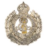 Royal Engineers (Volunteers) EDVII white metal cap badge circa 1901-08