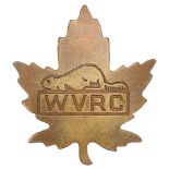 Canadian cap badge attributed to Women's Volunteer Reserve Corps circa 1939.