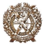 London Scottish 1939 Edinburgh hallmarked silver Officer’s glengarry badge.