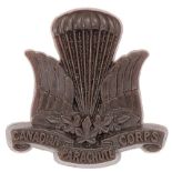 Canadian Parachute Corps scarce WW2 plastic economy cap badge.