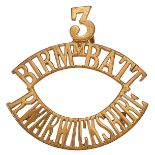 3 / BIRMM.BATT / R.WARWICKSHIRE WW1 Pals brass Kitchener’s Army shoulder title.