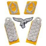 German Third Reich WW2 Luftwaffe Officer’s collar patches, shoulder straps and breast eagle.