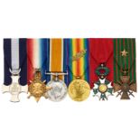 WW1 Royal Navy DSC, French Legion D’Honneur, Croix de Guerre Group of Six Medals.