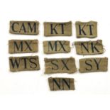 WW2 Home Guard Printed County Title Badges.