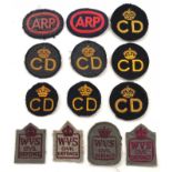 WW2 Home Front Civil Defence Cloth Badges.