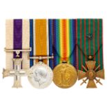 WW1 11th Bn Essex Regiment Military Cross, French Croix de Guerre Group of Four Medals.