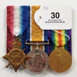 WW1 Royal Navy HMS Abourkir 1914 Casualty Group of Three Medals.