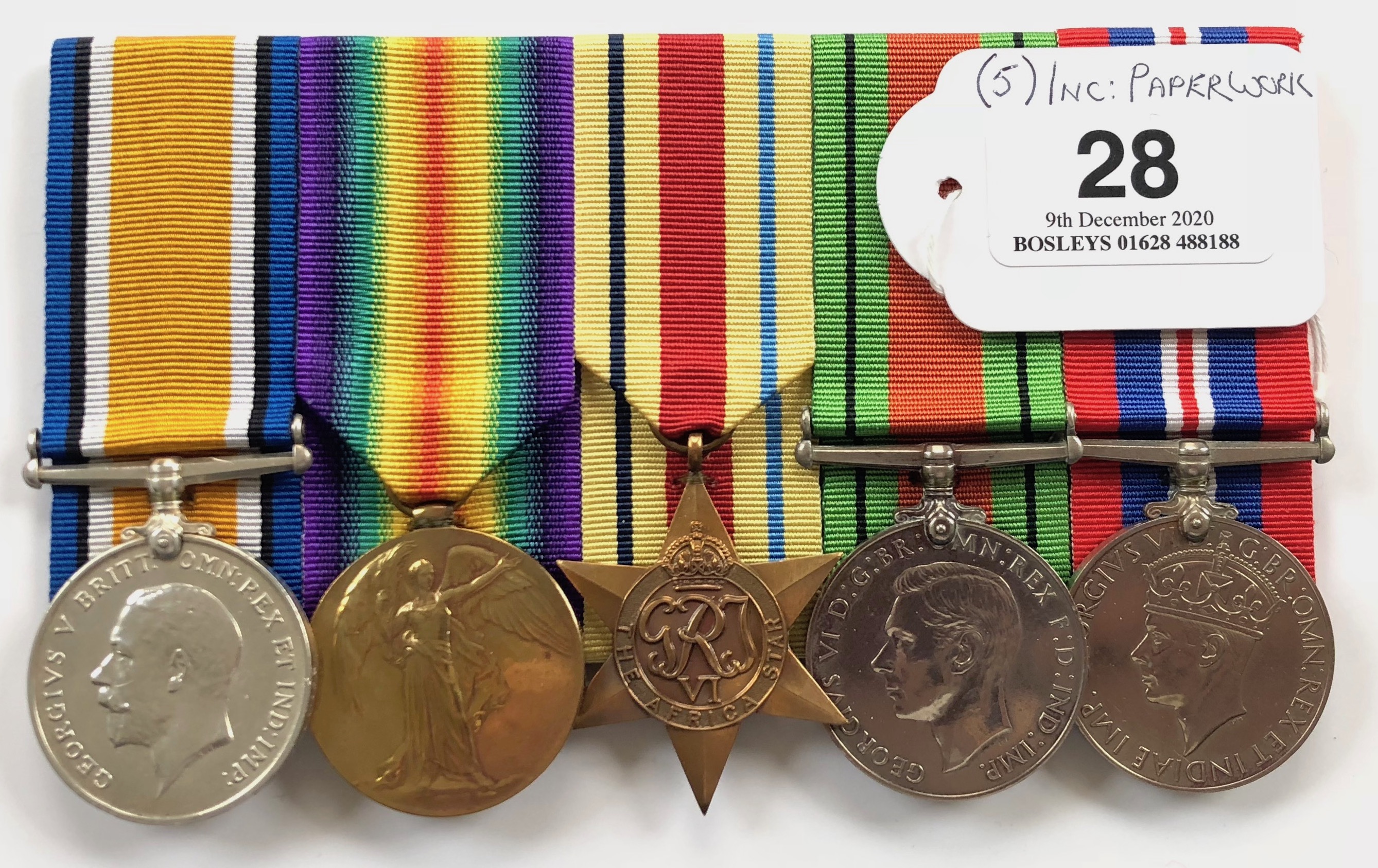 WW1 / WW2 Army Cyclist Corps Group of Five Medals.