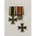 WW1 Imperial German Iron Cross & Franco Prussian 1870 War Medal Pair.
