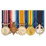 WW1 Welsh Regiment Cardiff Pals Military Medal, Greek Military Cross Group of Five Medals.