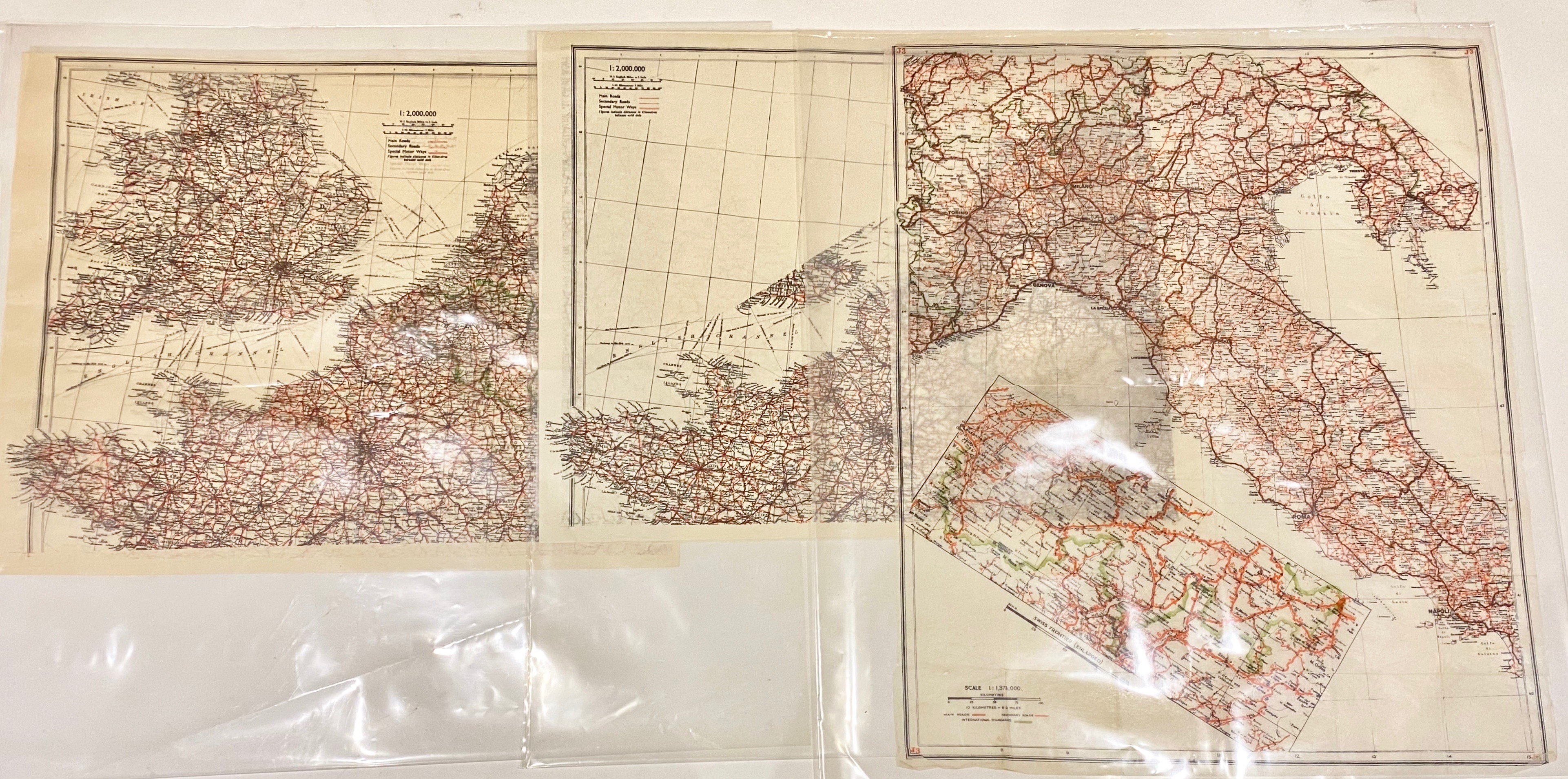 WW2 RAF / Special Forces Tissue Escape Maps of North Europe.