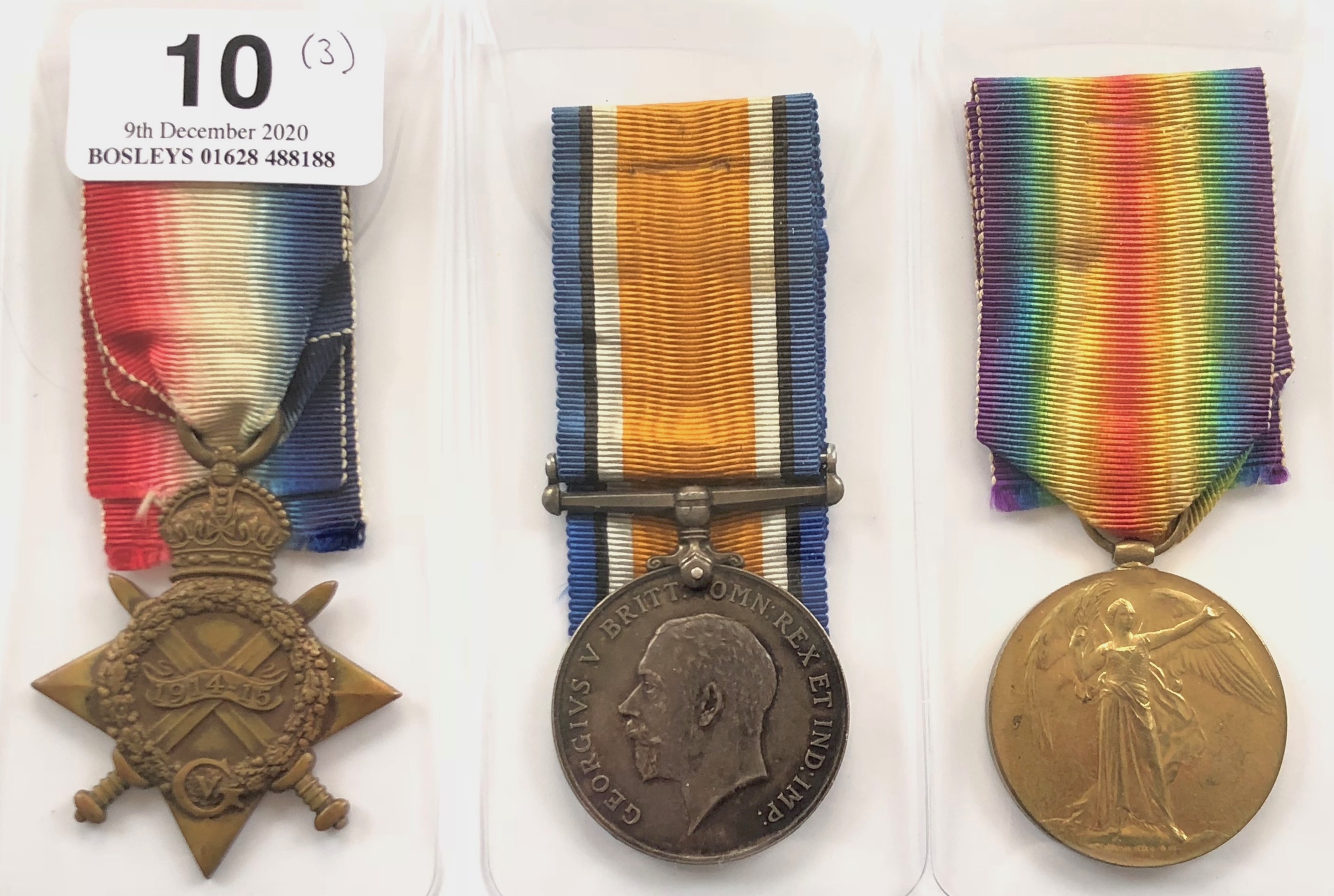 WW1 Gordon Highlanders / Cypher Officeer’s Group of Three Medals.