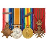 WW1 2nd Bn Royal Scots Fusiliers MID Belgian Croix de Guerre Group of Four Medals.