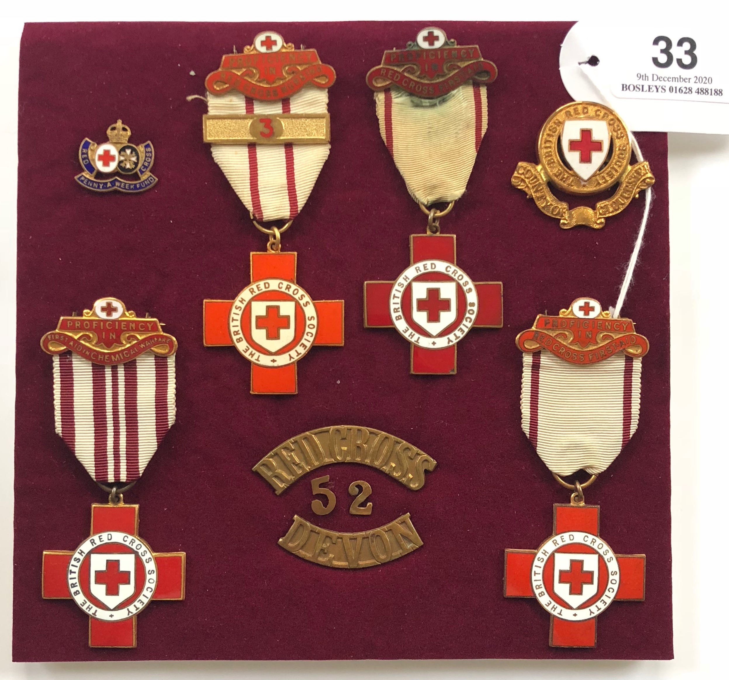 British Red Cross Society Selection of Medals and Badges.