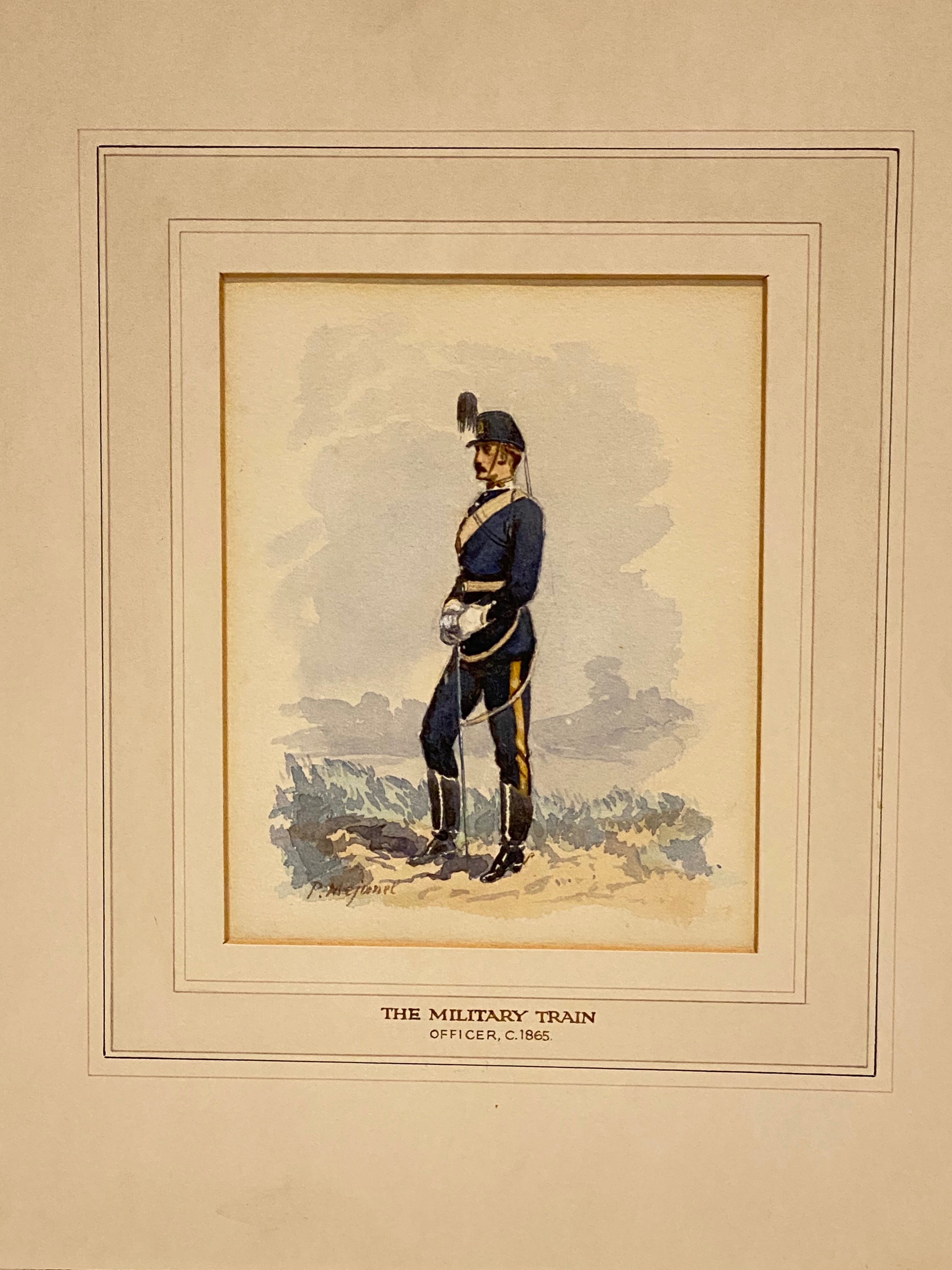 “The Military Train. Officer circa 1865” watercolour by Pierre Mejanel.