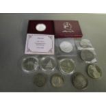 A group of American silver coinage to include a Booker T Washington 1946 Liberty commemorative coin,
