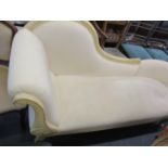 A modern Victorian style chaise longue in a cream calico upholstery