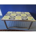 A retro stainless steel framed and tiled topped coffee table, 16 1/2" x 31 5/8" x 19 1/2"