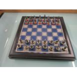 Franklin Mint Battle of Waterloo pewter chess set and board