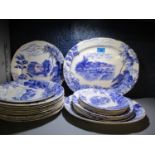 A Poutney & Co Ltd 'The Thames pattern' blue and white part dinner service