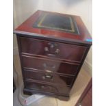A reproduction mahogany two drawer filing cabinet with inset leather scriber, A?F 29 1/2"h x 19 "w