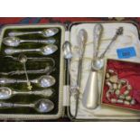A set of six silver teaspoons, a silver necklace and other silver items