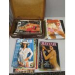 A quantity of 1970s Mayfair magazines in a leather case