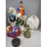 A group of Duke of Wellington related items to include a Staffordshire flatback of Wellington on his