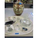 A large Poole platter, mixed glassware to include a Caithness paperweight together with a