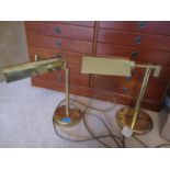 Two brass Art Deco style desk lamps