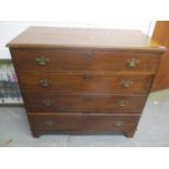 A Georgian country oak chest of four graduated drawers on bracket feet, 35 1/2"h x 39" w