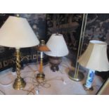 Mixed lamps to include a standard lamp and five mixed table lamps