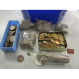 A quantity of British pennies, shillings and others, together with a 1911 US Filipinos one centavo