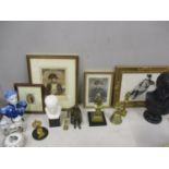 A group of Napoleon Bonaparte related items to include three busts and four prints