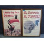 After Gilroy - two Guinness posters, one depicting a hippo, the other a toucan, from a series from