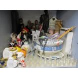 A miscellaneous lot to include a fabric doll, ornaments and vintage ceramics