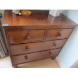 A Georgian mahogany straight fronted chest of two short and three long drawers, 35" h x 35 1/2"w