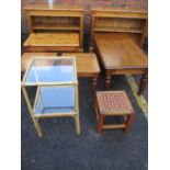 A quantity of modern pine bookcases, occasional tables and other small furniture items