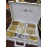 A cased set of gilded Bestecke Solingen cutlery