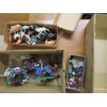 A small group of Britains hollow lead cast farm animals, Britains plastic Cowboys and Indians,