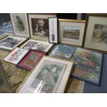 A large quantity of mixed prints and watercolours to include owls, dogs and cat prints