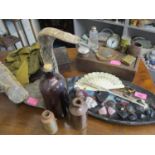 Mixed stones to include rose quartz and Jet, early 20th century bottles, mixed items of interest