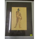 H Ragetlie - 'Schuyt' a watercolour depicting a nude woman 16 3/4" x 11" framed
