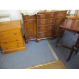 A Bevan Funnell mahogany breakfront sideboard of small proportions, a modern mahogany occasional