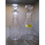 A pair of 19th century decanters having ring turned necks 11"h