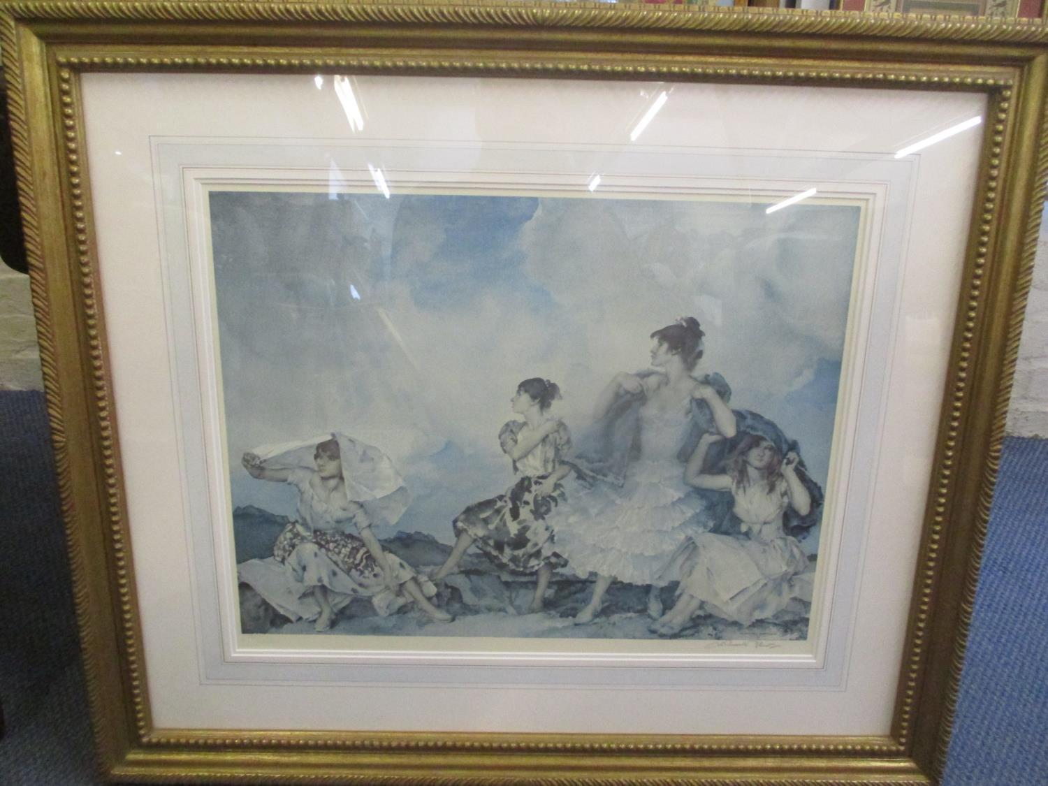 A large signed William Russell Flint print signed to the lower right margin 22" x 17" framed