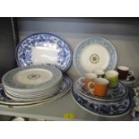 Mixed china to include six Wedgwood Florentine pattern dinner plates, Susie Cooper and Wedgwood