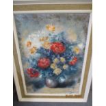 P Sorel - Still life, oil on canvas signed lower right hand corner in a white retro frame