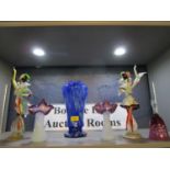 A pair of Italian Commedia dell' Arte glass figures in the style of Franco Toffolo, and a pair of
