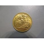 A George V gold half sovereign 1914 with St George to the obverse